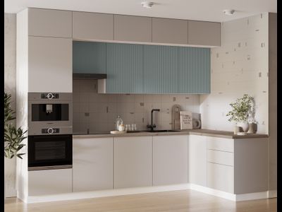 Кухня модульная "Микс" ЛДСП-кашемир, Рейка-шарли бриз MF11 (БТС)