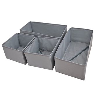 Набор коробок 4 штуки, серый (разные размер)