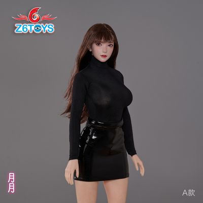 Женская голова (скульпт) с длинными каштановыми волосами и подвижными глазами - 1/6 scale Asian Movable Eyes Beauty Head Sculpt Yueyue (ZC016A) - Z6TOYS