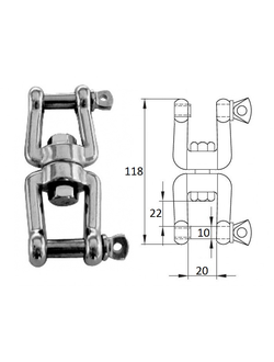 Вертлюг с двумя проушинами 10мм CIM 2703-0110