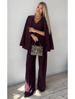 Брюки палаццо со складками (бордо)