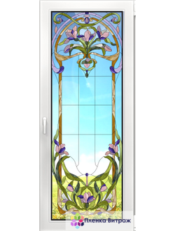 Витражная пленка, витражная пленка самоклеющаяся под заказ,пленочный витраж с цветочным рисунком