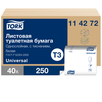 114272 Tork tellus Universal листовая туалетная бумага однослойная T3 белая