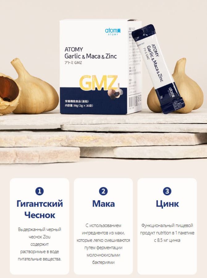 Информация о содержании цинка 8.5 мг в комплексе Atomy