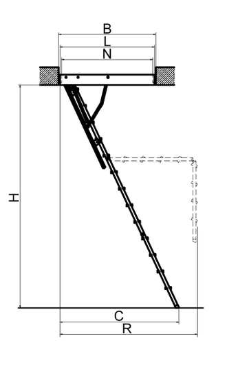 Металлическая чердачная лестница LMS
