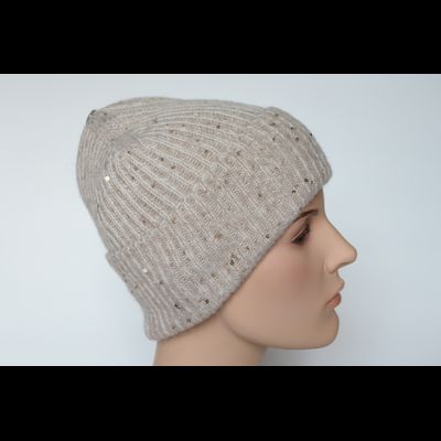 Женская тонкая шапка с отворотом Vizio Италия 6979 CRYO бежевая