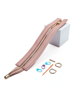 Молния розовая пудра для сумки вшитая в основу 30 см