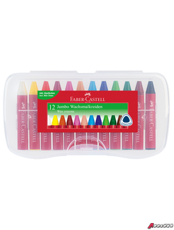 Мелки восковые утолщенные Faber-Castell "Jumbo", 12цв., трехгранные, пластиковая упаковка. 120011