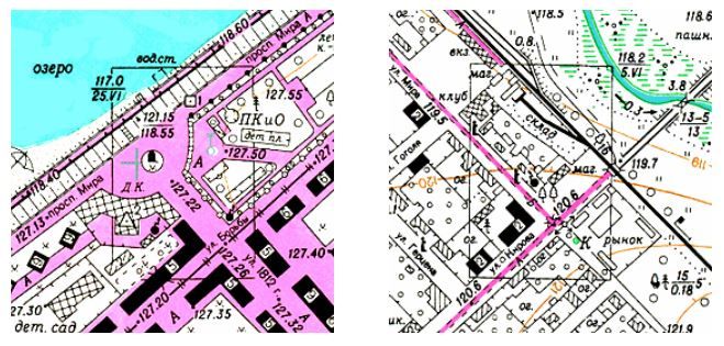 Фрагменты топографического плана масштаба 1:5000