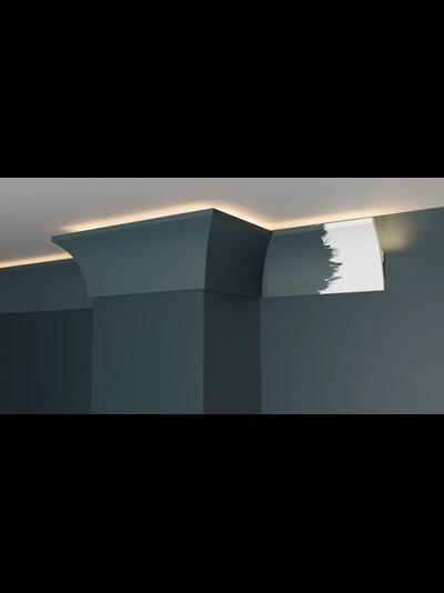 Потолочный плинтус для подсветки DECOR-DIZAYN DD512, из дюрополимера, под покраску, ударопрочный, 2 метра
