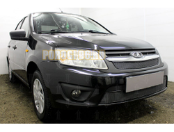 Защита радиатора Lada Granta 2014- лифтбек, седан (2 части) black PREMIUM