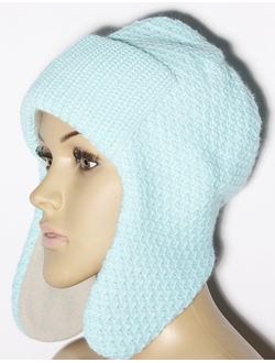 Шапка женская ушанка "Соты" 894  бирюзовая, коралл, чайная роза, т.бежевая, молочная, хаки, экрю, пудра, белая, синяя, бежевая, серая