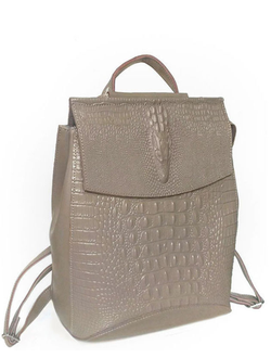 (АРТИКУЛ: 9038/51) ЖЕНСКИЙ РЮКЗАК СРЕДНЕГО РАЗМЕРА, НАТУРАЛЬНАЯ КОЖА ПОД КРОКОДИЛА, БЕЖЕВЫЙ "КОФЕ С МОЛОКОМ"