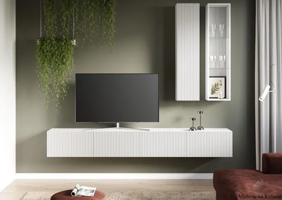 Инфинити тумба под ТВ подвесная 2400 мм Белый / мдф белый матовый