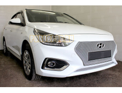 Защита радиатора Hyundai Solaris 2017- chrome низ PREMIUM