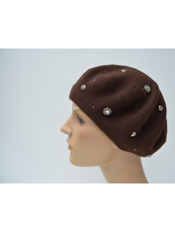 Коричневый женский берет из фетра