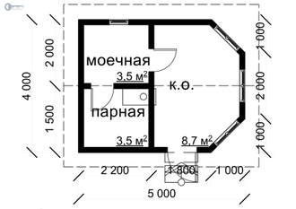 Б-21 ГАБАРИТНЫЕ РАЗМЕРЫ: (4Х5М) 1 ЭТАЖ, ОБЩАЯ ПЛОЩАДЬ: 18М²