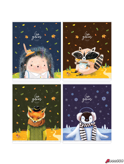 Тетрадь 48л., А5, клетка Greenwich Line "Cute fantasy", софт-тач, фактурное тиснение, конгрев, 70г/м2. N5c48-33360