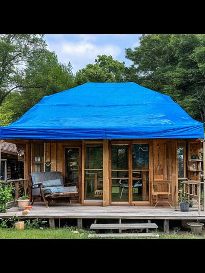 Тент Тарпаулин строительный 15х15 м, шаг люверсов 0,5 м, плотность 180 г/м2