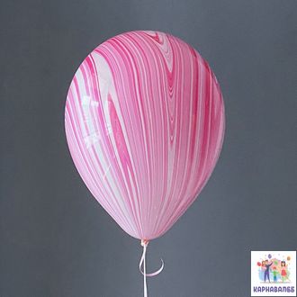Агат шар 30 см ( шар + обработка+ гелий+ лента) розовый