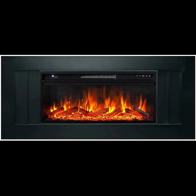 Линейный электрокамин Line черный с очагом Vision 42 LOG LED