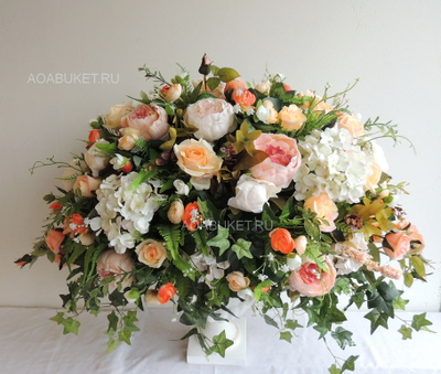 Композиция из искусственных цветов Афелия беж № Б013/Купить в СПБ на сайте АОАБУКЕТ.РУ