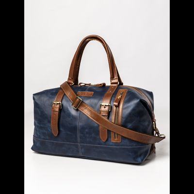 Кожаная дорожная сумка Campora Premium dark blue (арт. 
4019-54)
