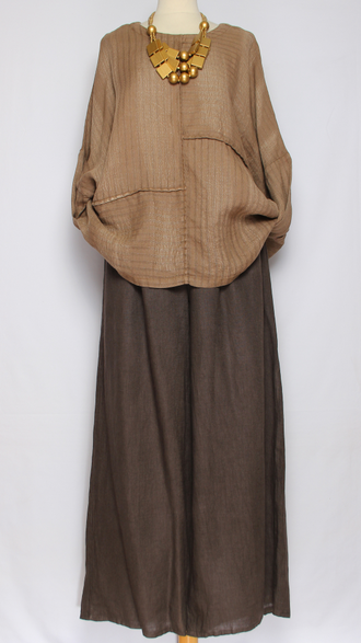 Блуза свободная "Полоски люрекс" черная, бежевая до р.54