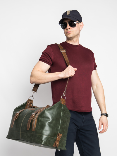 Кожаная дорожная сумка Campora Premium dark green (арт. 
4019-11)