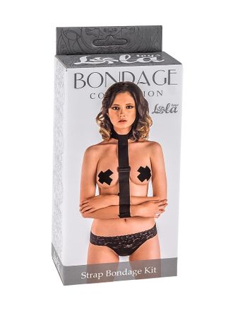 1060-2 ОШЕЙНИК С ДЛИННОЙ ЛЕНТОЙ И НАРУЧНИКАМИ STRAP BONDAGE KIT PLUS SIZE LOLA