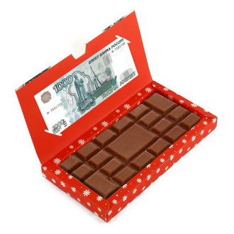 Коробка для шоколада с местом для денег «Снежный городок», 20 х 2 х 10 см