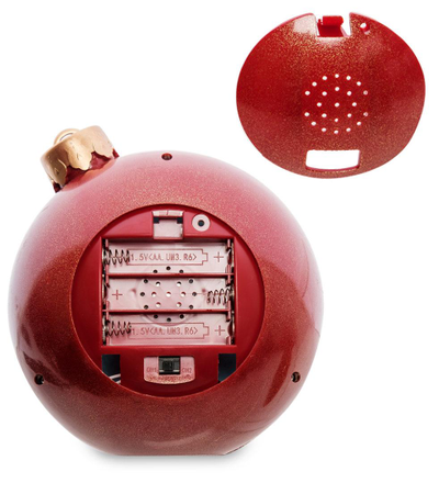 Новогодний светильник с музыкой и поддувкой снега "Ёлочный шар", 16см (два вида)