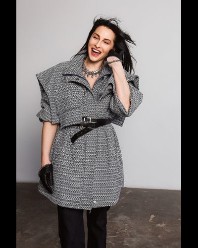 Парка из фактурного хлопка (бело-синий)