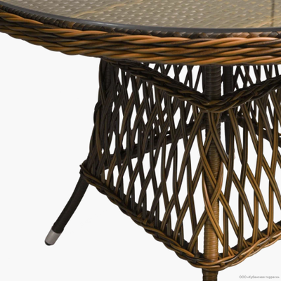 Стол ПРОВАНС круглый/стекло 70см из ротанга