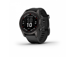 Умные часы Garmin Fenix 7S PRO Sapphire Solar титановый угольно-серый DLC с силиконовым ремешком