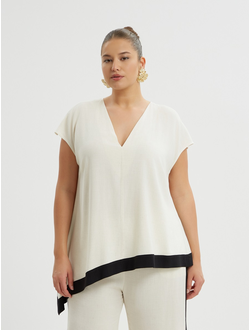 Топ ассиметричный с чёрной оторочкой по низу