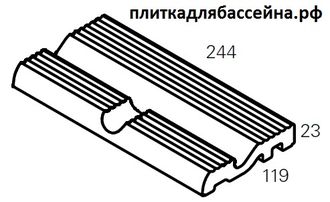 K769930E0001VTE0 (K769930) 12.5x25 Pool RAL 5002 Cobalt Blue Pool Edge With Finger Grip And  Outlet A (Рукохват темно-синий со стоком для воды)