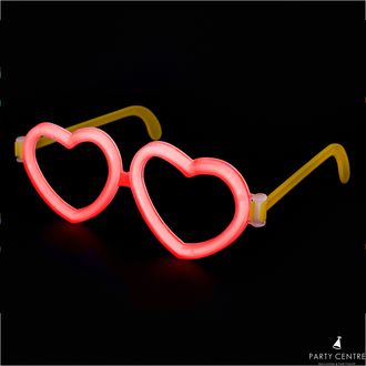 Флуоресцентные очки, Сердце, Красный, 20 см, 1 шт.
