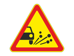 Знак дорожный 1.18 Выброс гравия (Временный)