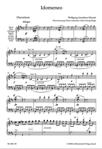 Моцарт, Вольфганг Амадей Идоменей К. 366 Драма на музыку в трех действиях