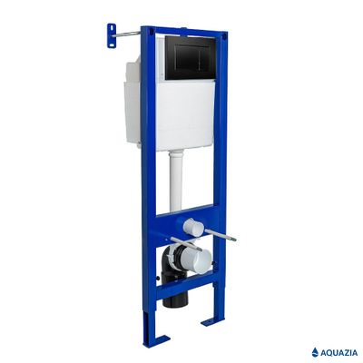 Инсталляция AQUAZIA ATOM 410 для подвесного унитаза, кнопка Atom (Soft Touch чёрная)