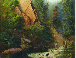 Картина обогреватель, репродукция Арсения Мещерского Горная река