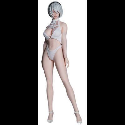 Андроид 2В в белом купальнике (NieR: Automata) - КОЛЛЕКЦИОННАЯ ФИГУРКА 1/6 Sexy Android (SET084C + S42A) - SUPER DUCK