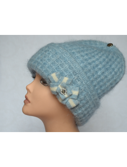 Голубая шапка с отворотом и бантом Vizio Италия 6546  фото