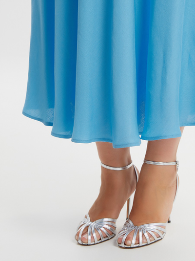 Платье с открытыми плечами бирюзовое