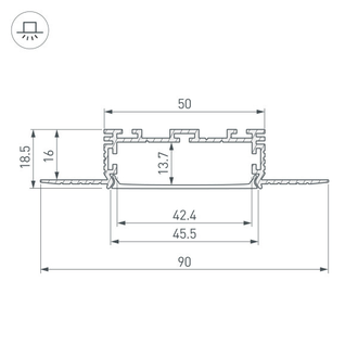 Профиль KLUS-POWER-W50H16-F-HIDE-2000 (ARL, Алюминий)