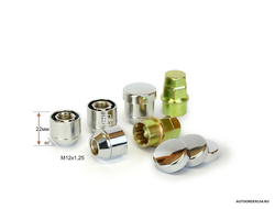 Гайка колеса М 12*1,25*22L открытая 2 ключа