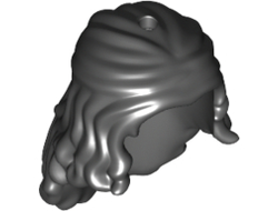 Mini Doll, Hair Friends Long Wavy, Partially Tied Back, Hole on Top, Hole on Back, Black (92258 / 4596243 / 6096109)