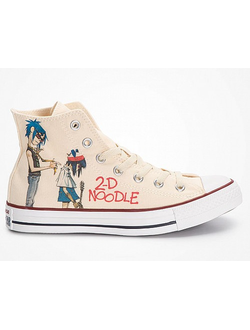 Кеды Converse x FAB LAB: Gorillaz высокие бежевые