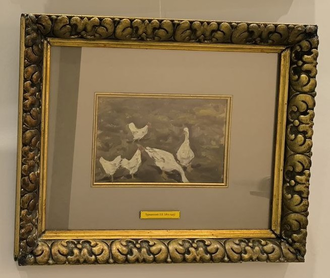 Туржанский Л.В. Куры и гуси 1920-е гг. Картон, масло 16Х24 (1235)